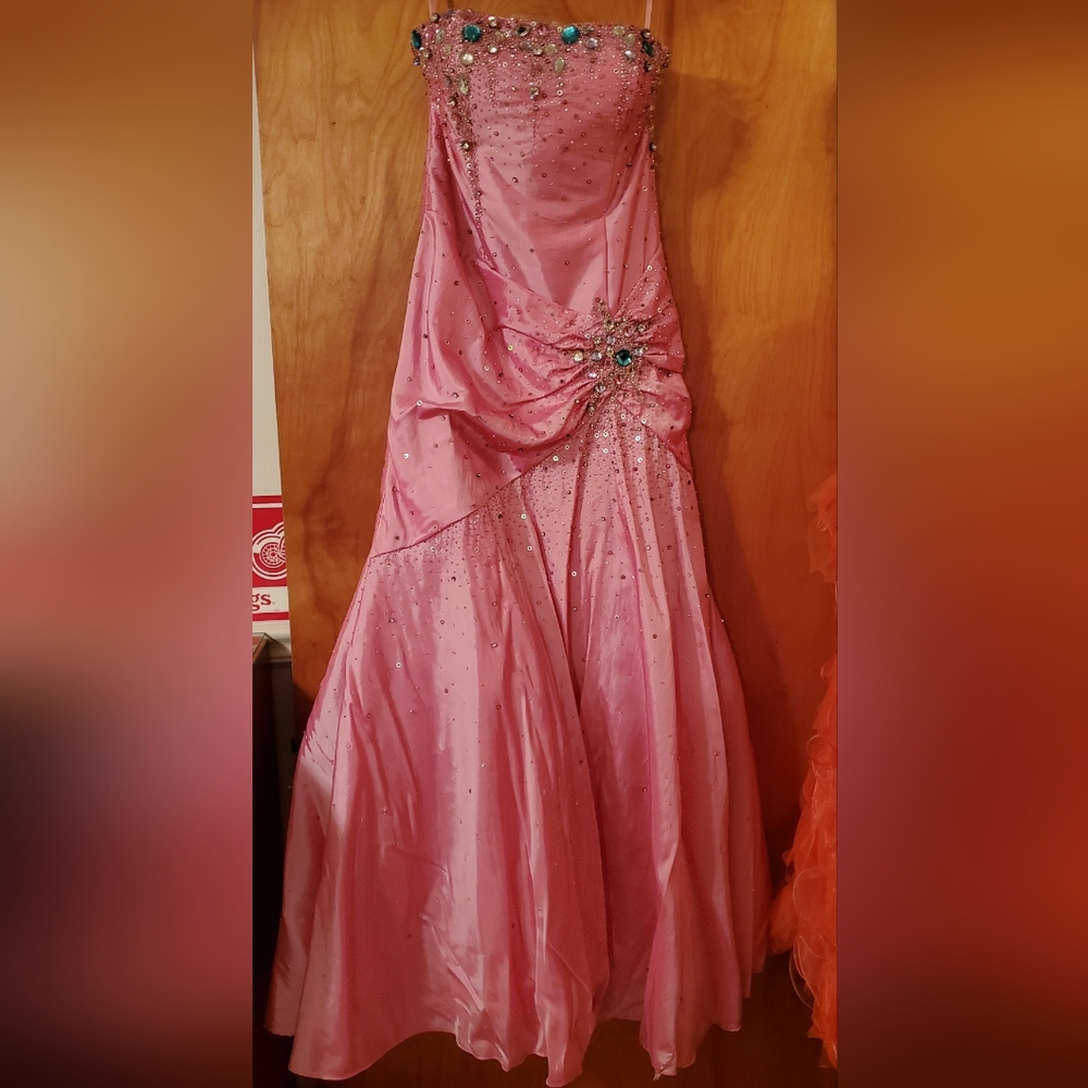 Pink Beaded Mermaid Prom Dress